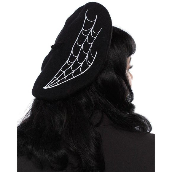 Sourpuss Accessories - Sourpuss Beret with Spider Web Design
